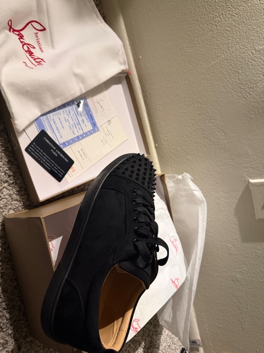 Christian Louboutin Black Spiked Toe Low-Top Sneaker